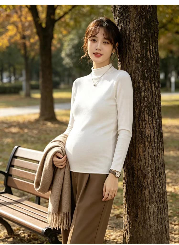 지금 출산 착용 2026 새로운 반하이넥 니트 스웨터 여성 이른 가을 외국 가스 다용도 긴팔 기본 셔츠 인사이드 잡아라. 의류 상세 이미지 35