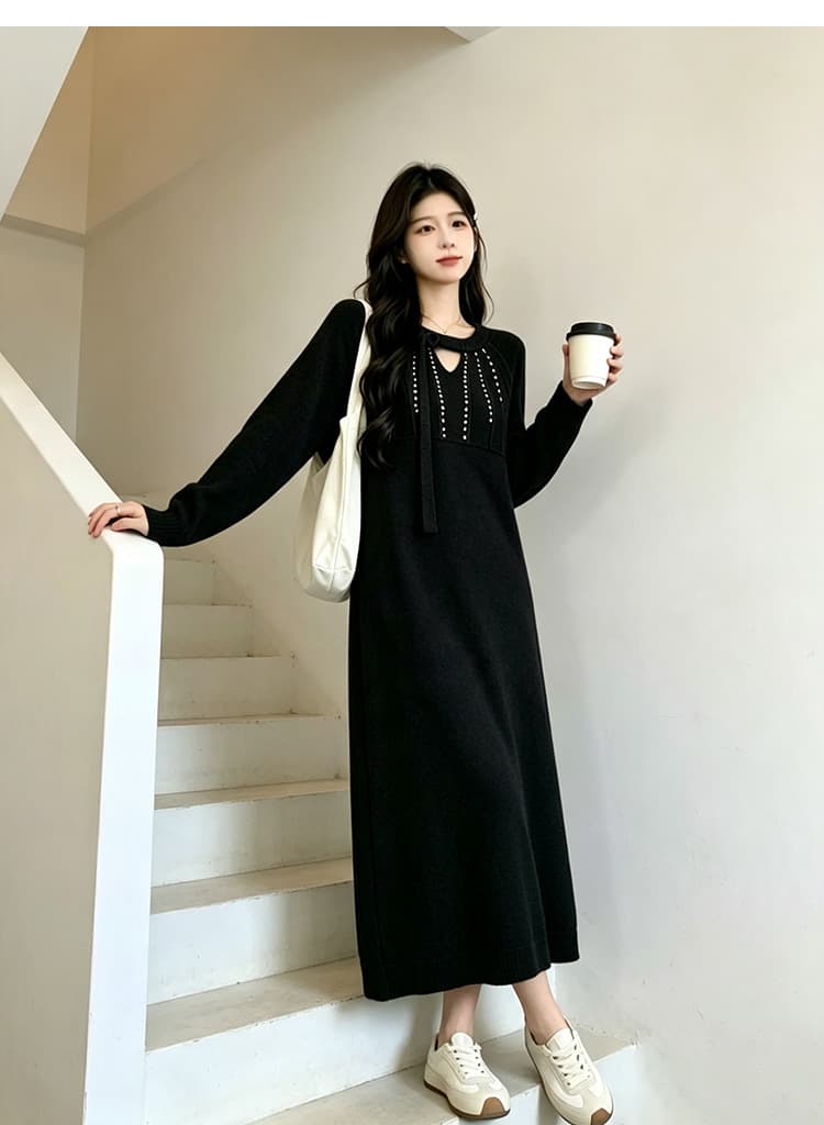 지금 임산부 드레스 가을 의상 작은 샤넬 스타일 진주 스웨터 드레스 임신 엄마 고급 센스 착용 가져 가라. 2026 새로운 가을 겨울철 상세 이미지 22