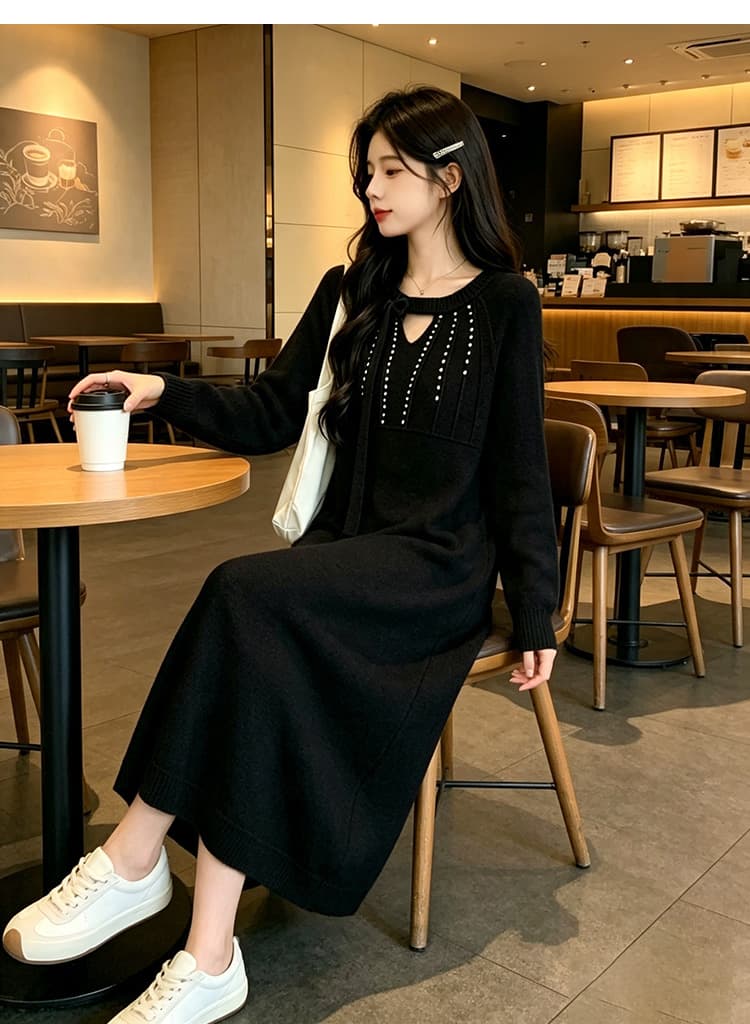 지금 임산부 드레스 가을 의상 작은 샤넬 스타일 진주 스웨터 드레스 임신 엄마 고급 센스 착용 가져 가라. 2026 새로운 가을 겨울철 상세 이미지 23