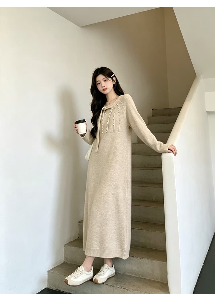 지금 임산부 드레스 가을 의상 작은 샤넬 스타일 진주 스웨터 드레스 임신 엄마 고급 센스 착용 가져 가라. 2026 새로운 가을 겨울철 상세 이미지 28