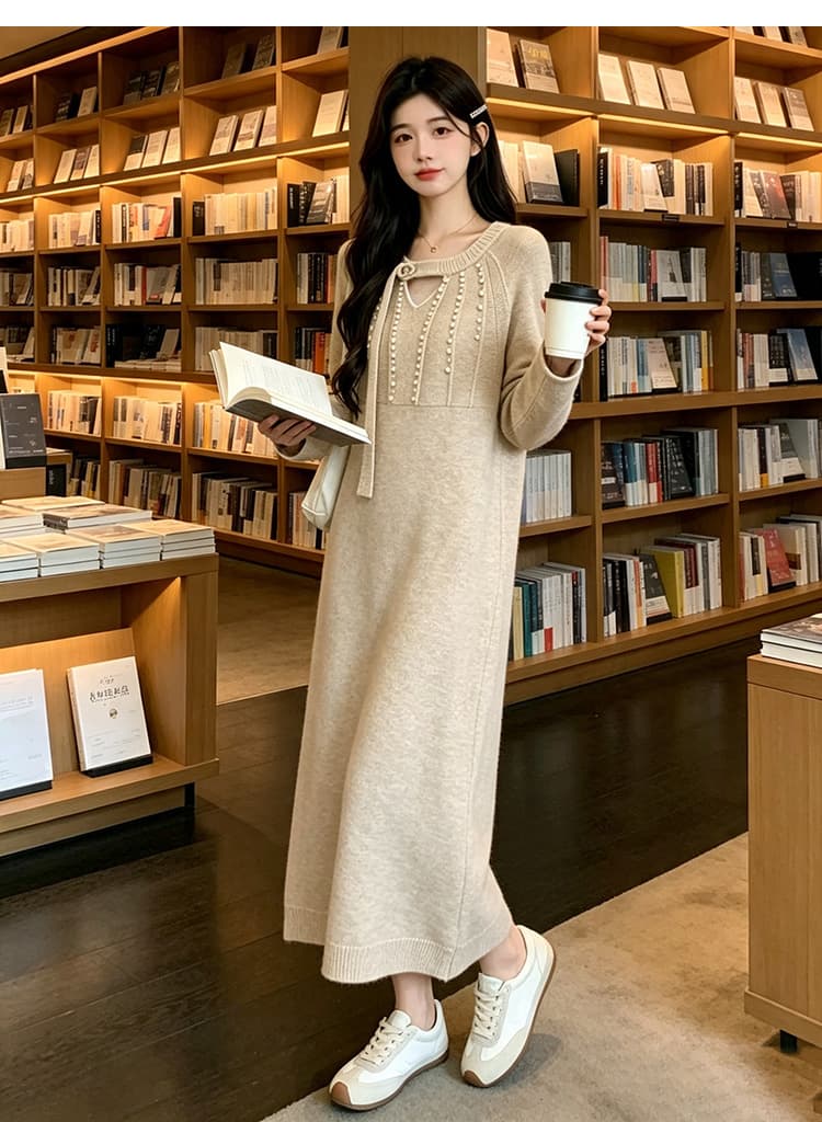 지금 임산부 드레스 가을 의상 작은 샤넬 스타일 진주 스웨터 드레스 임신 엄마 고급 센스 착용 가져 가라. 2026 새로운 가을 겨울철 상세 이미지 32