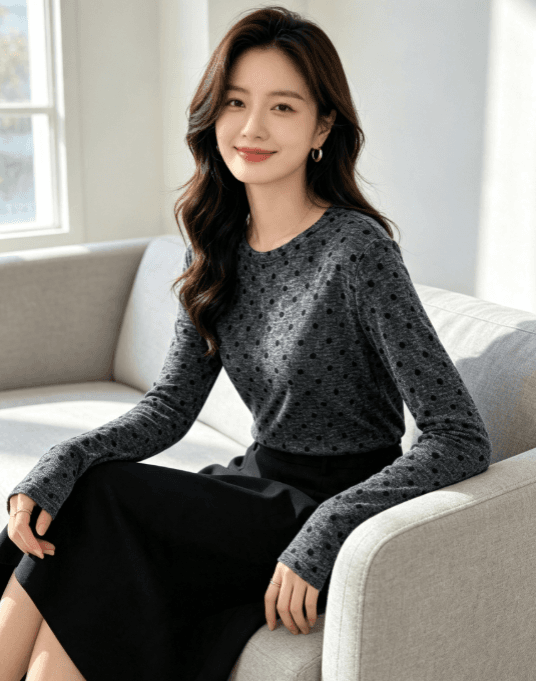 가을 신제품 레이스 기본 셔츠 여성 외국 가스 라운드 넥 한국 스타일 몸매 가꾸기 슬림해 보이는 품격 망사 인사이드 가져 가라. 긴팔 맨위 상세 이미지 1