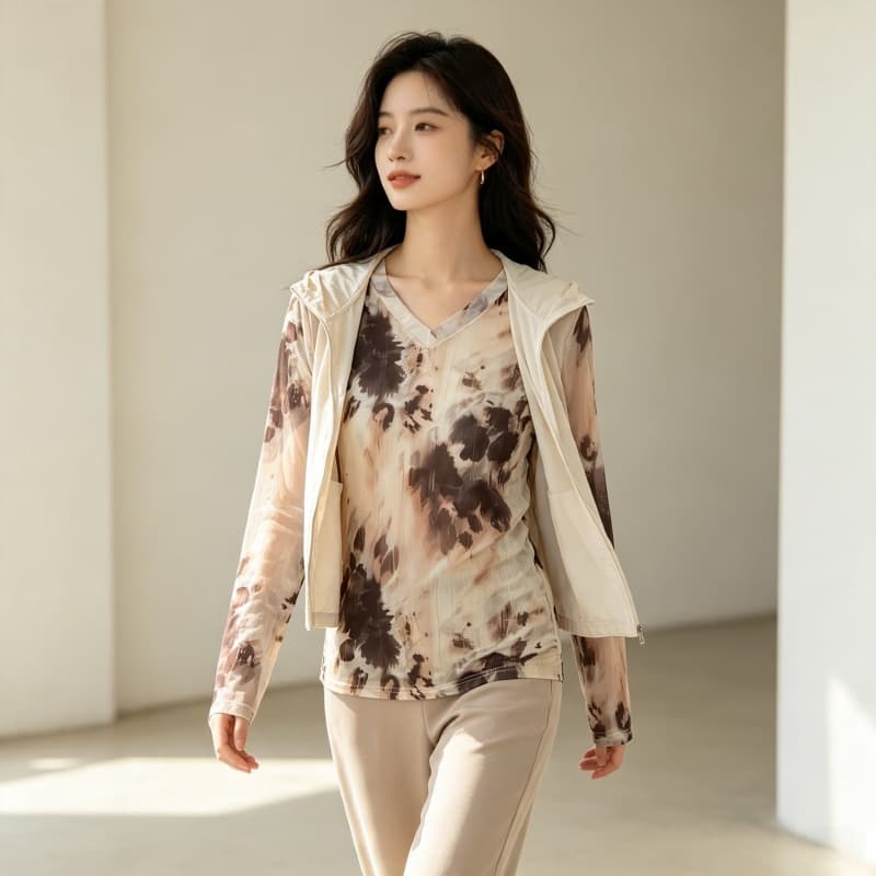가을 신제품 레이스 기본 셔츠 여성 외국 가스 V넥 한국 스타일 몸매 가꾸기 슬림해 보이는 품격 망사 인사이드 가져 가라. 긴팔 맨위 상세 이미지 6