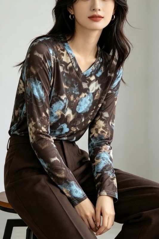 가을 신제품 레이스 기본 셔츠 여성 외국 가스 V넥 한국 스타일 몸매 가꾸기 슬림해 보이는 품격 망사 인사이드 가져 가라. 긴팔 맨위 이미지 6
