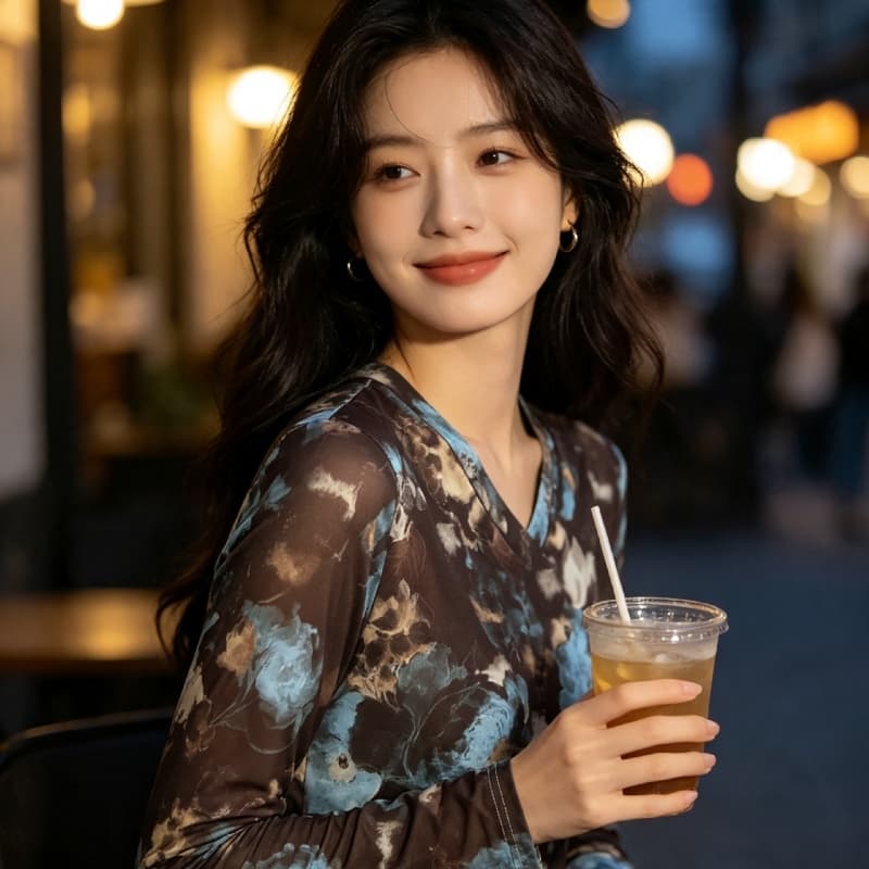 가을 신제품 레이스 기본 셔츠 여성 외국 가스 V넥 한국 스타일 몸매 가꾸기 슬림해 보이는 품격 망사 인사이드 가져 가라. 긴팔 맨위 상세 이미지 3