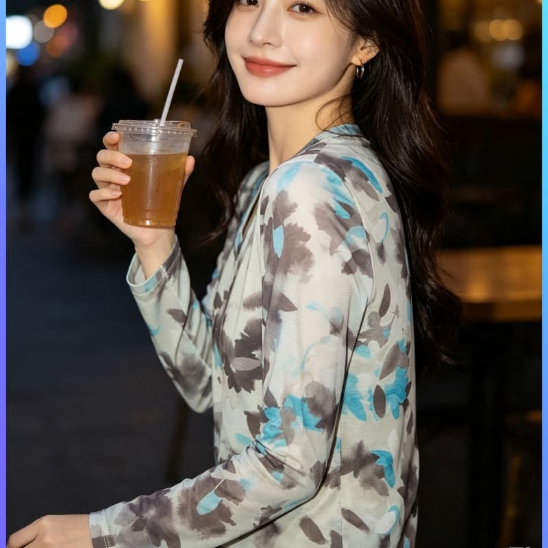 가을 신제품 레이스 기본 셔츠 여성 외국 가스 V넥 한국 스타일 몸매 가꾸기 슬림해 보이는 품격 망사 인사이드 가져 가라. 긴팔 맨위 상세 이미지 5