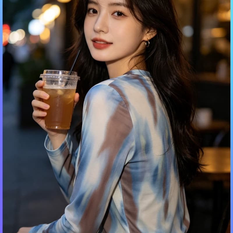 가을 신제품 레이스 기본 셔츠 여성 외국 가스 V넥 한국 스타일 몸매 가꾸기 슬림해 보이는 품격 망사 인사이드 가져 가라. 긴팔 맨위 상세 이미지 6