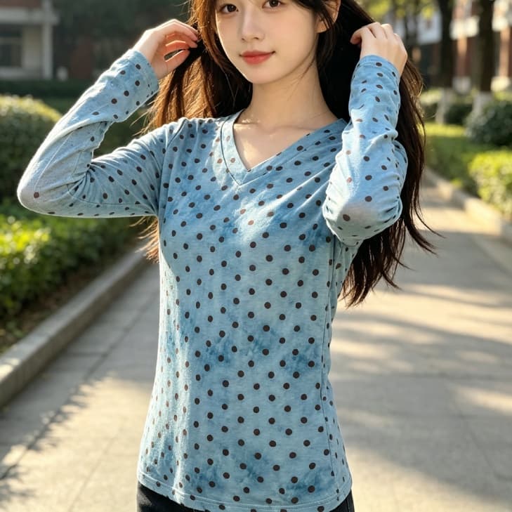 가을 신제품 레이스 기본 셔츠 여성 외국 가스 V넥 한국 스타일 몸매 가꾸기 슬림해 보이는 품격 망사 인사이드 가져 가라. 긴팔 맨위 이미지 2