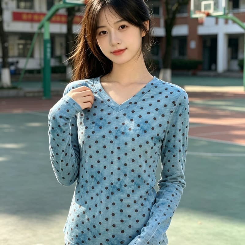 가을 신제품 레이스 기본 셔츠 여성 외국 가스 V넥 한국 스타일 몸매 가꾸기 슬림해 보이는 품격 망사 인사이드 가져 가라. 긴팔 맨위 상세 이미지 8