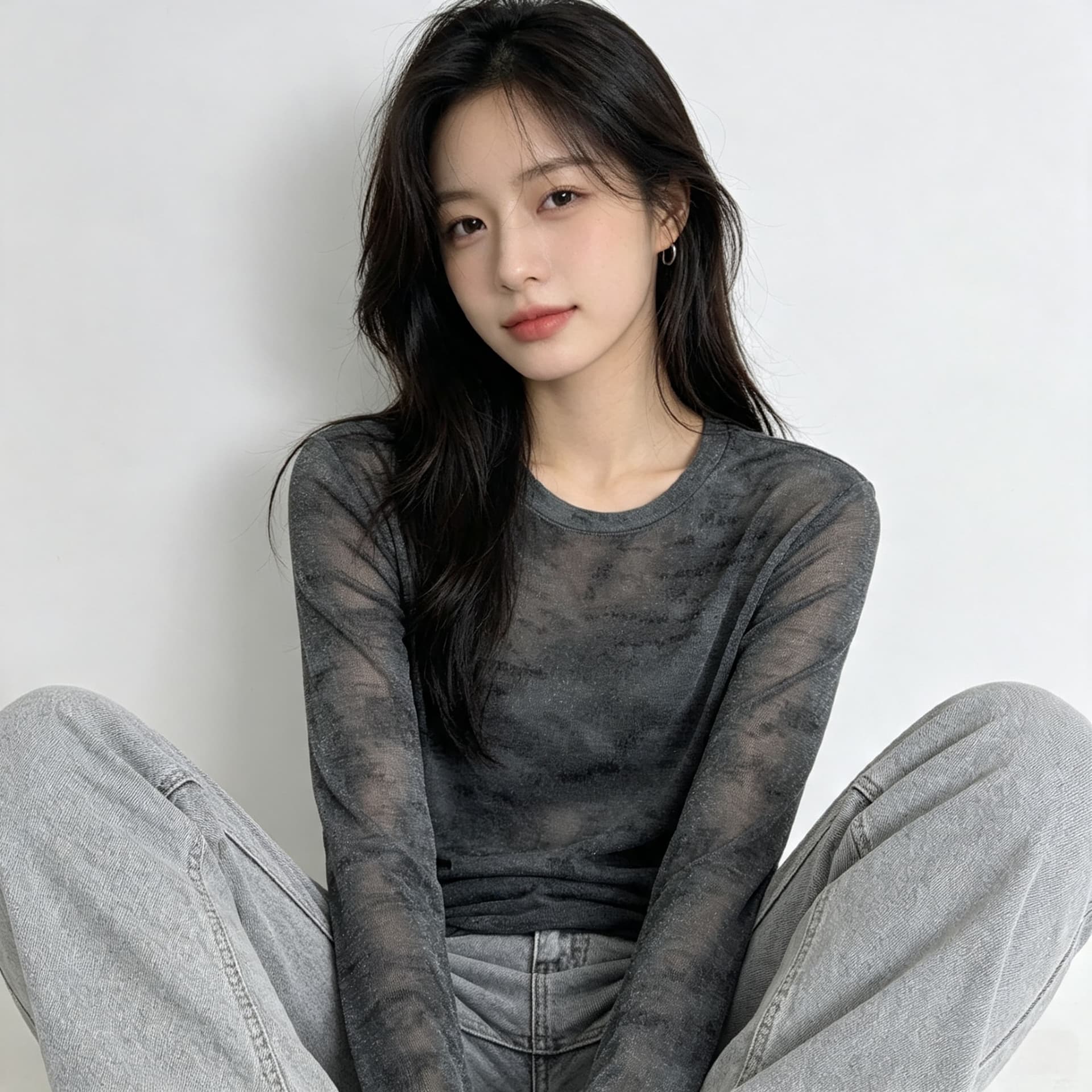 가을 신제품 레이스 기본 셔츠 여성 외국 가스 라운드 넥 한국 스타일 몸매 가꾸기 슬림해 보이는 품격 망사 인사이드 가져 가라. 긴팔 맨위 상세 이미지 8