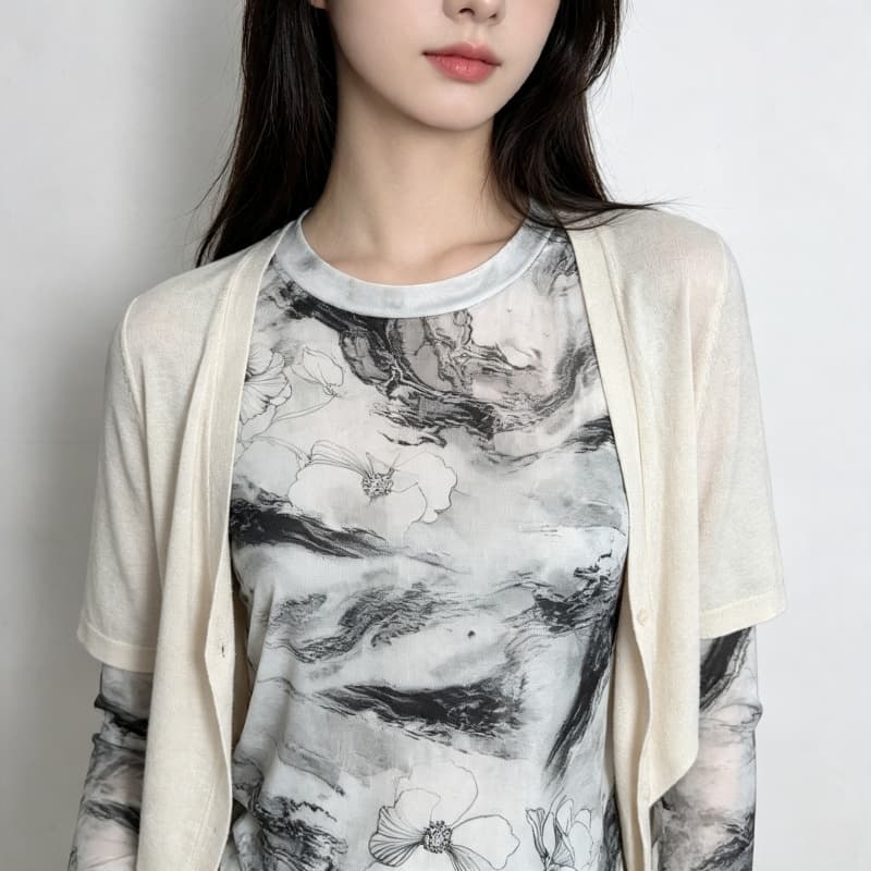 가을 신제품 레이스 기본 셔츠 여성 외국 가스 라운드 넥 한국 스타일 몸매 가꾸기 슬림해 보이는 품격 망사 인사이드 가져 가라. 긴팔 맨위 상세 이미지 10