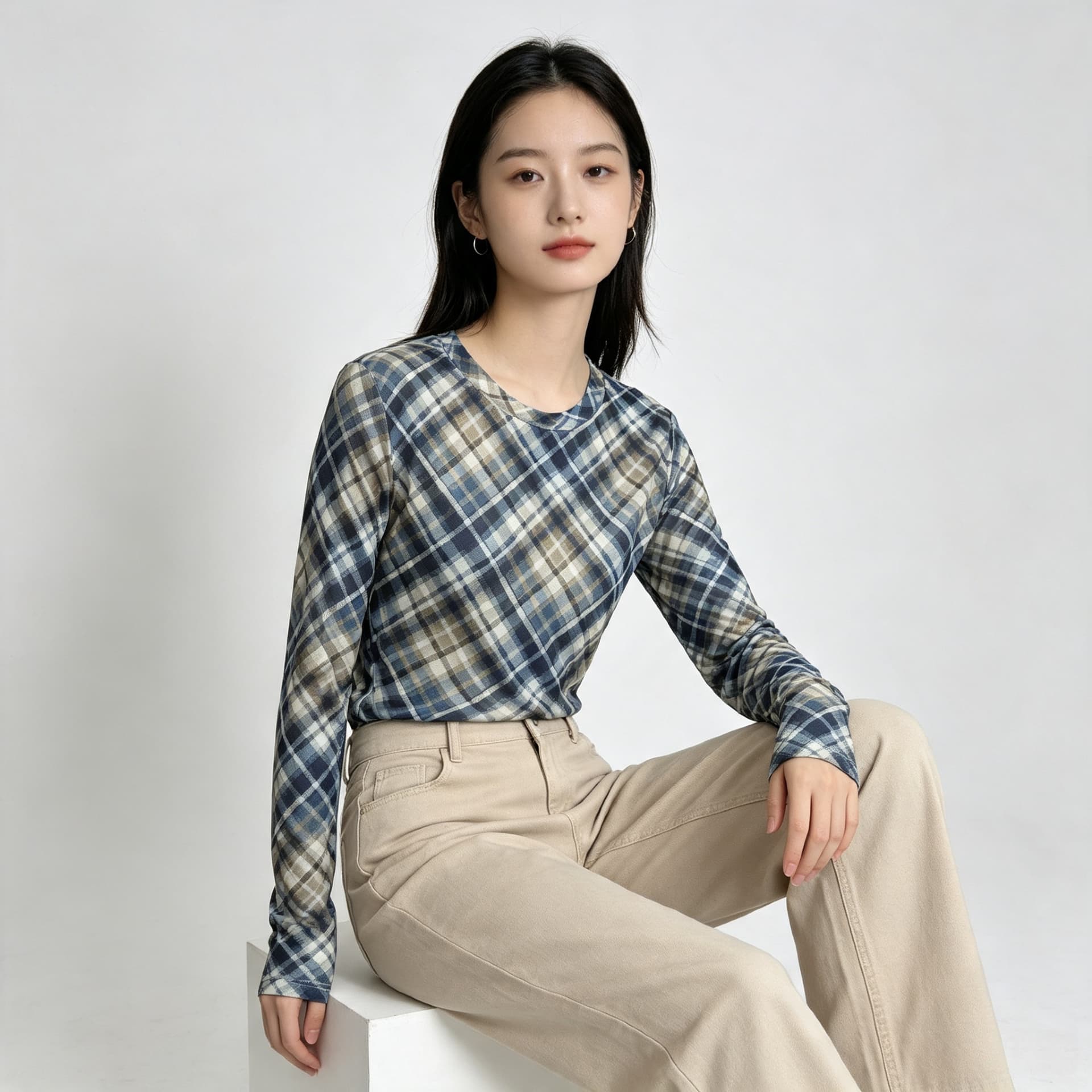 가을 레트로 망사 기본 셔츠 여성 외국 가스 라운드 넥 한국 스타일 몸매 가꾸기 슬림해 보이는 품격 인사이드 가져 가라. 긴팔 맨위 상세 이미지 2