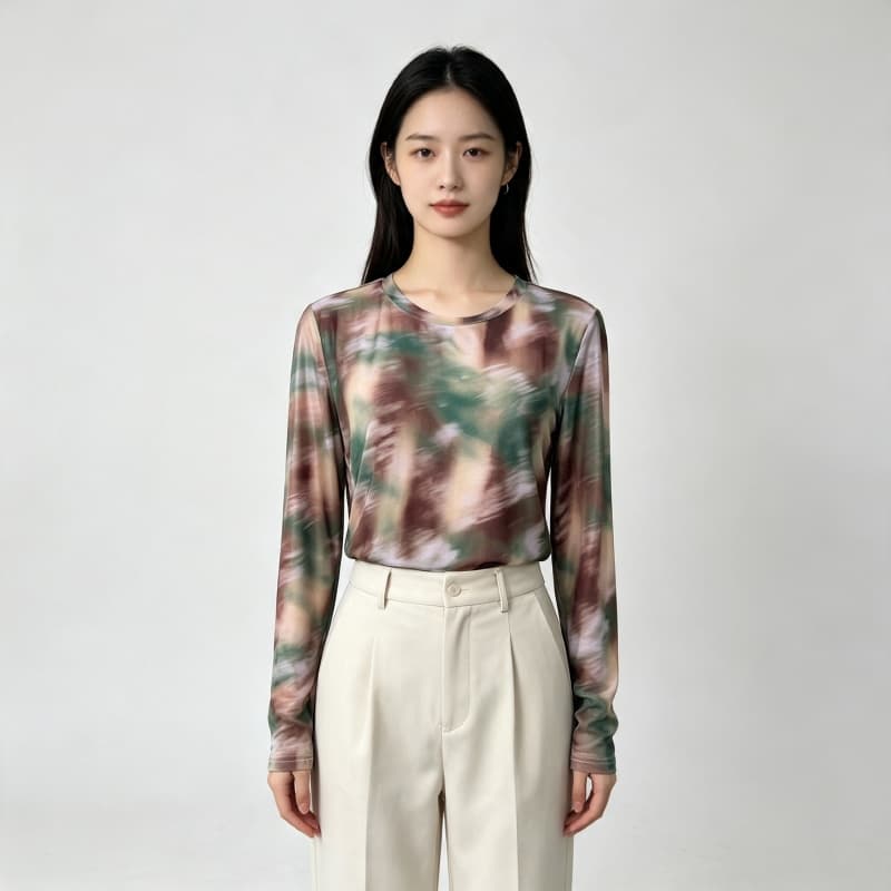 가을 신제품 레이스 기본 셔츠 여성 외국 가스 라운드 넥 한국 스타일 몸매 가꾸기 슬림해 보이는 품격 망사 인사이드 가져 가라. 긴팔 맨위 상세 이미지 1