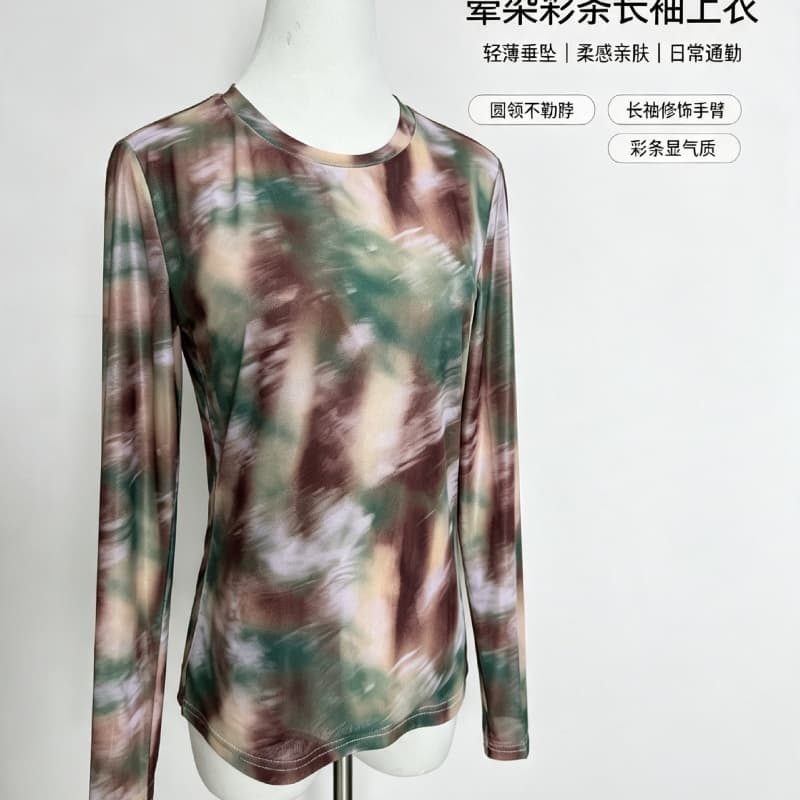 가을 신제품 레이스 기본 셔츠 여성 외국 가스 라운드 넥 한국 스타일 몸매 가꾸기 슬림해 보이는 품격 망사 인사이드 가져 가라. 긴팔 맨위 상세 이미지 5