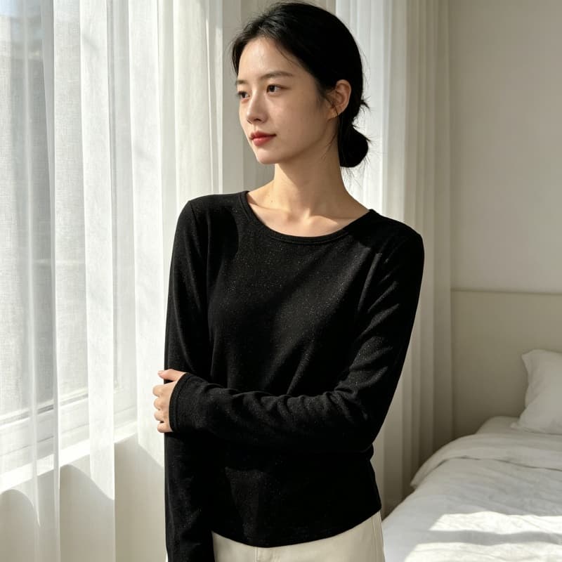 가을 신제품 레이스 기본 셔츠 여성 외국 가스 라운드 넥 한국 스타일 몸매 가꾸기 슬림해 보이는 품격 망사 인사이드 가져 가라. 긴팔 맨위 이미지 5