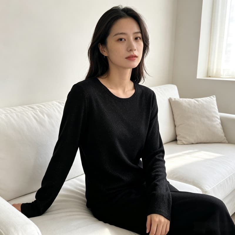가을 신제품 레이스 기본 셔츠 여성 외국 가스 라운드 넥 한국 스타일 몸매 가꾸기 슬림해 보이는 품격 망사 인사이드 가져 가라. 긴팔 맨위 상세 이미지 1