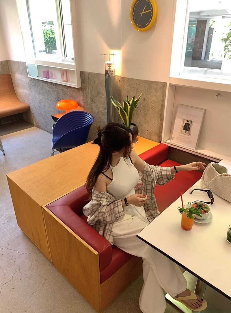 있음 선적 패션 폴로 칼라 체크무늬 패치워크 색상 캐주얼 셔츠 상세 이미지 12