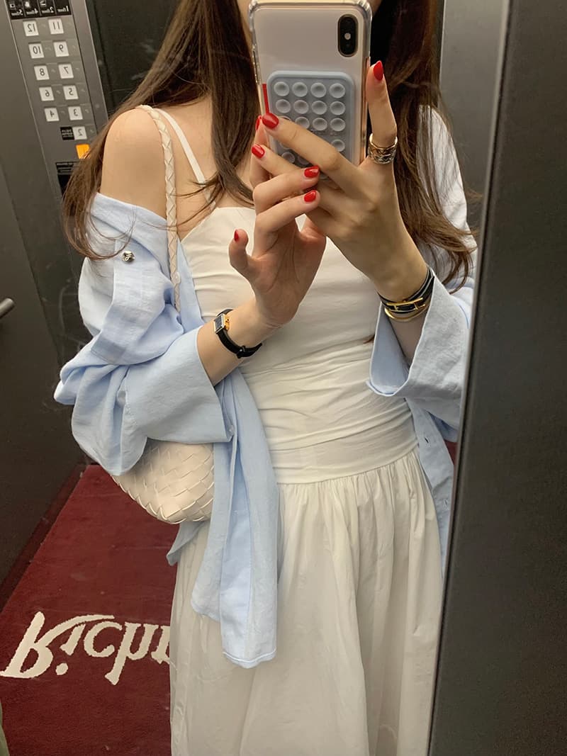 있음 선적 폴로 칼라 싱글 줄 버튼 루즈핏 긴팔 카디건 코트 셔츠 상세 이미지 14