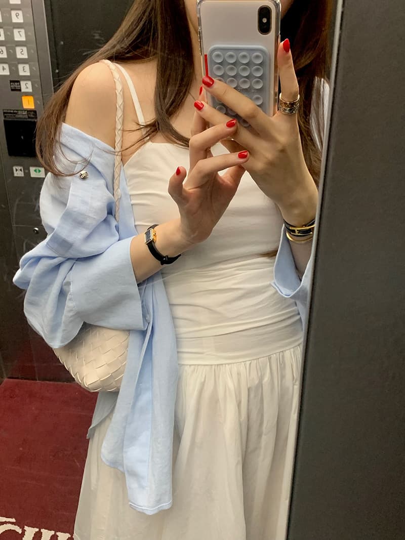 있음 선적 폴로 칼라 싱글 줄 버튼 루즈핏 긴팔 카디건 코트 셔츠 상세 이미지 15