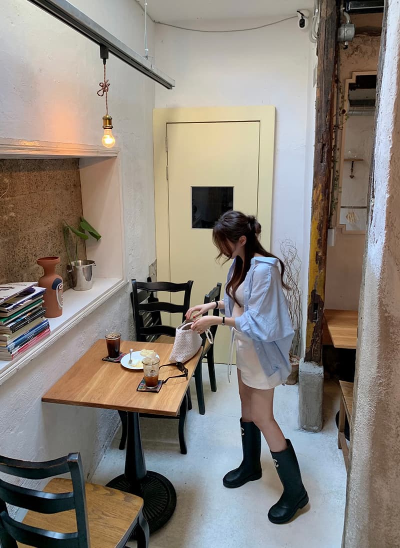 있음 선적 폴로 칼라 싱글 줄 버튼 루즈핏 긴팔 카디건 코트 셔츠 상세 이미지 26