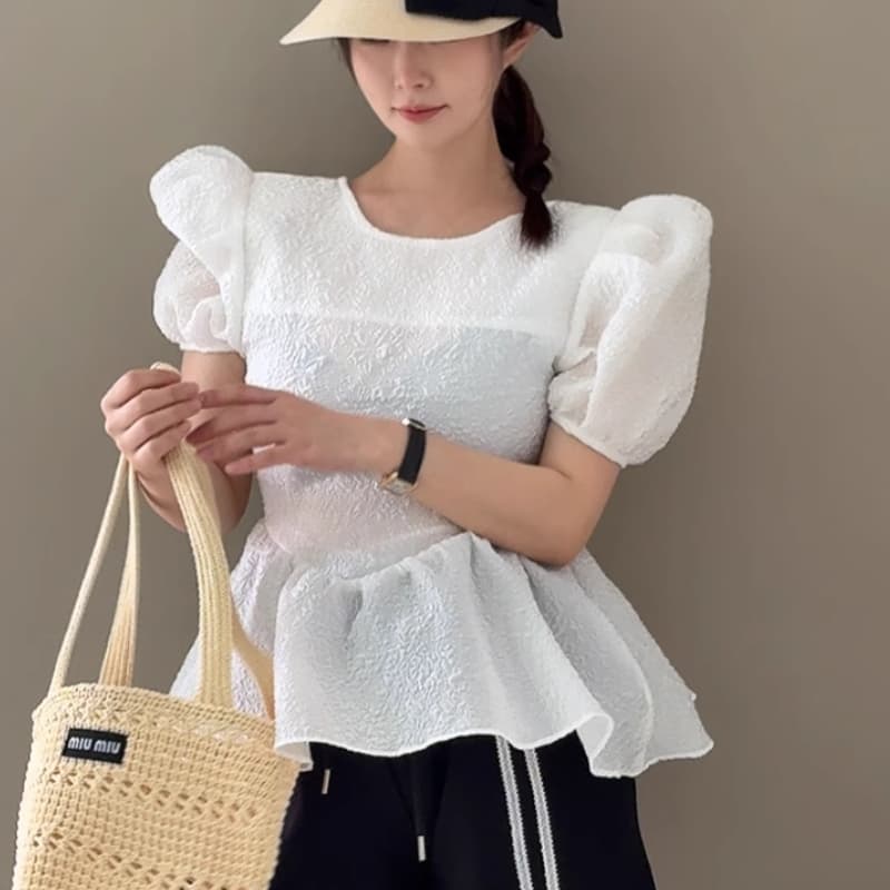 있음 선적 백리스 레이스업 거품 소매 치마 진자 셔츠 맨위 이미지 5