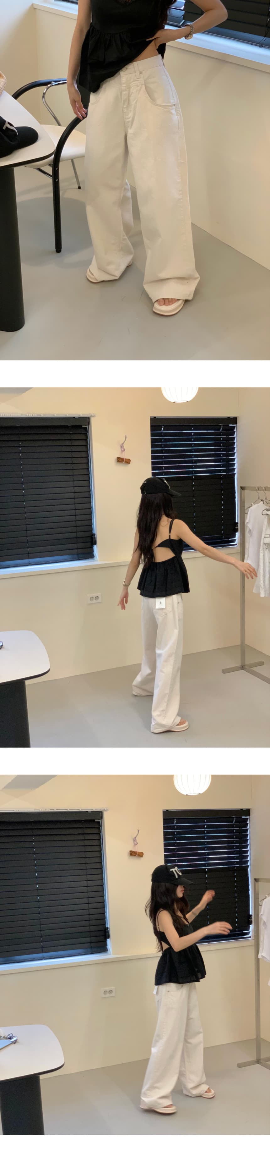있음 선적 미니멀리즘 몸매 가꾸기 백리스 단색 캐미솔 상세 이미지 2