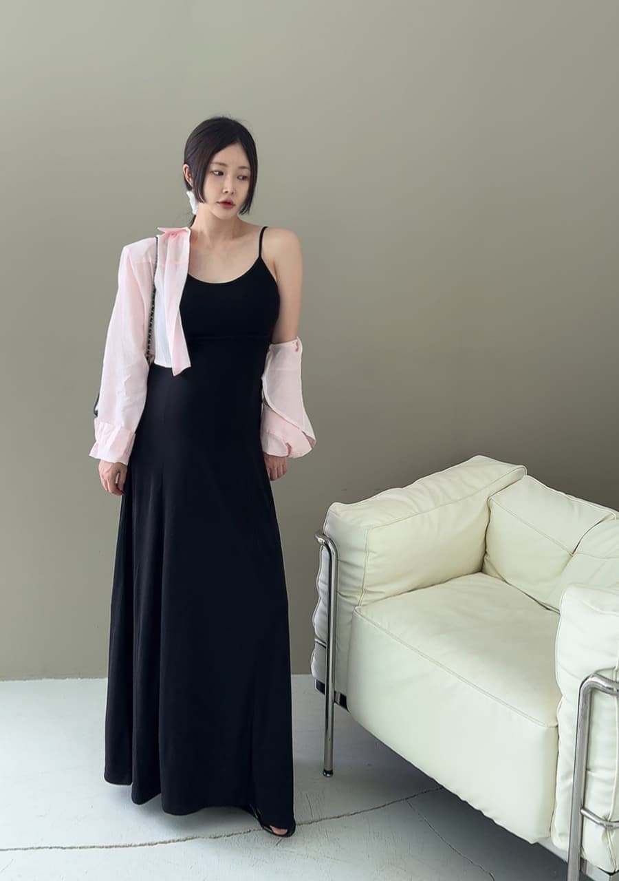 있음 선적 새로운 고급 센스 백리스 작은 대중 품격 슬림해 보이는 슬립 드레스 롱 스커트 상세 이미지 7