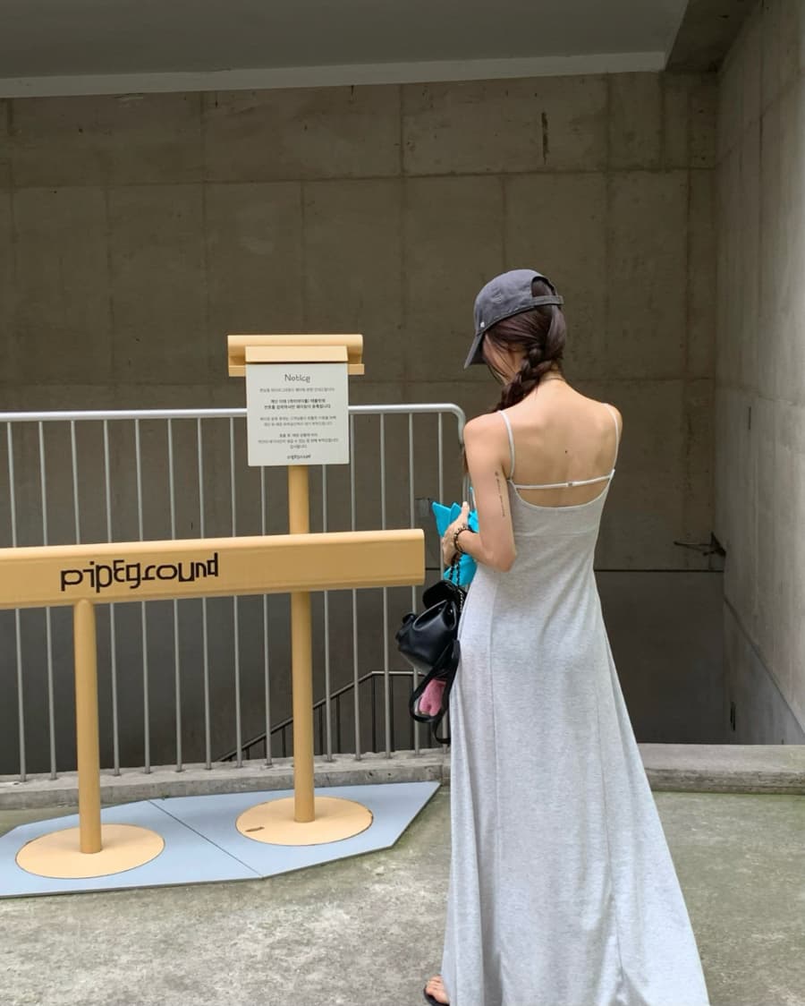 있음 선적 새로운 고급 센스 백리스 작은 대중 품격 슬림해 보이는 슬립 드레스 롱 스커트 상세 이미지 23