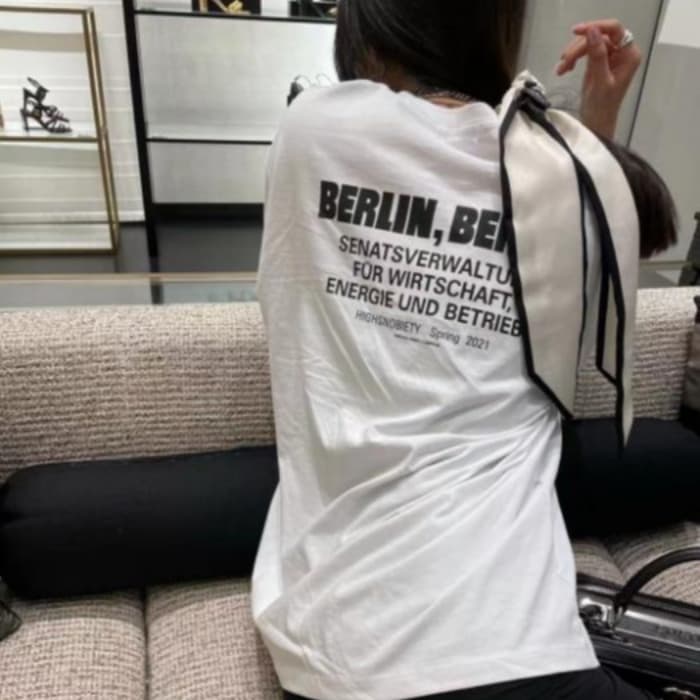 있음 선적 한국 동대문 인터넷 유명인 패션 루즈핏 알파벳 프린트 반팔 티셔츠 이미지 4