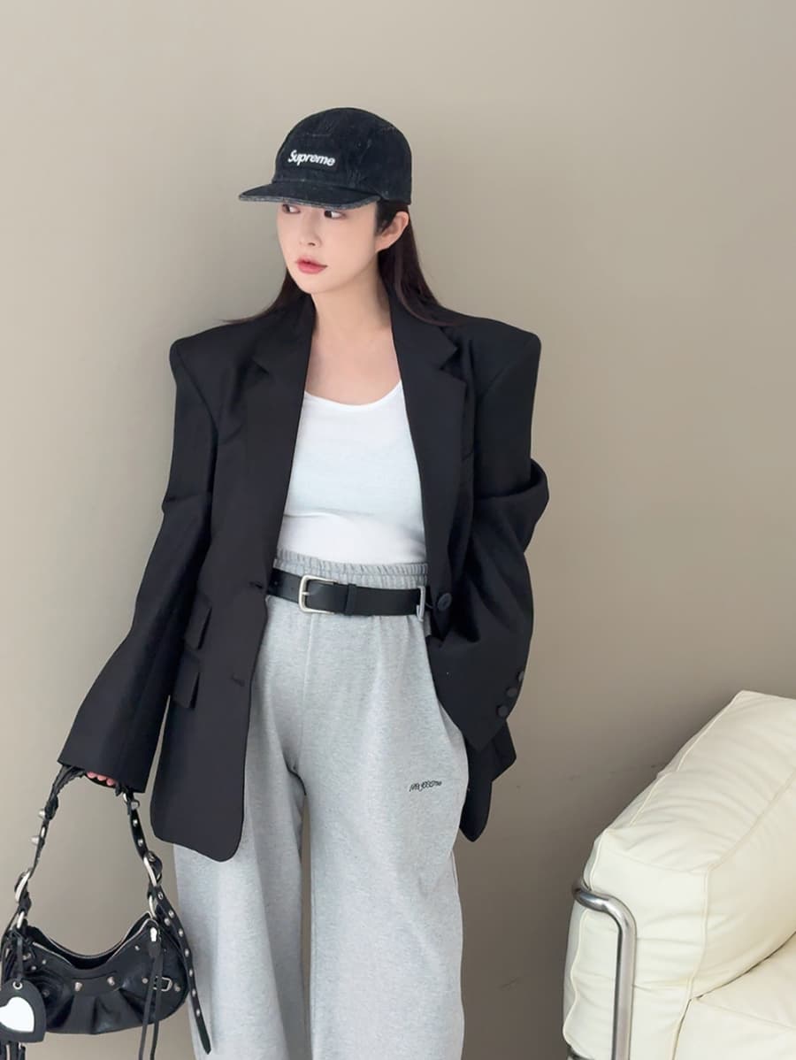 있음 선적 고급 출퇴근 캐주얼 두 버클 이후 트임 블레이저 상세 이미지 1
