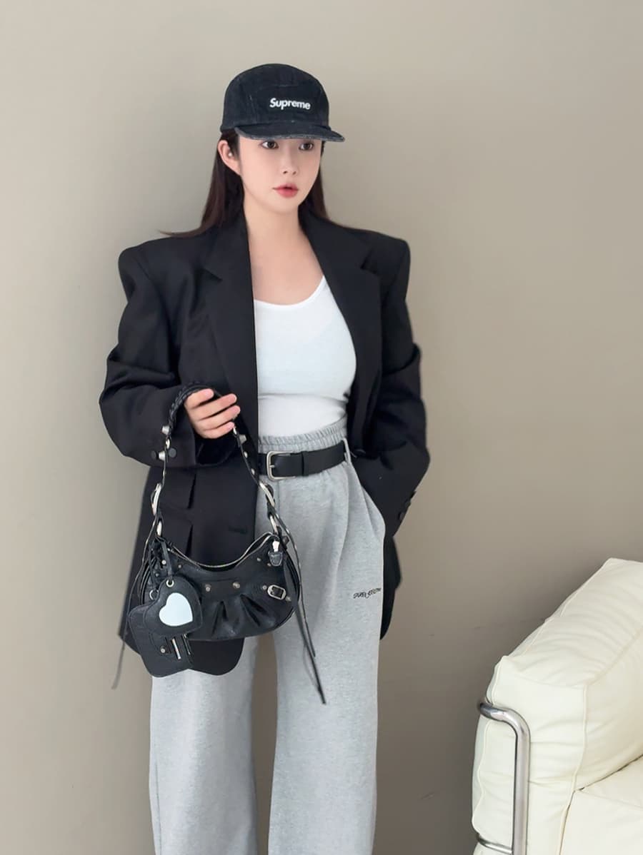 있음 선적 고급 출퇴근 캐주얼 두 버클 이후 트임 블레이저 상세 이미지 4