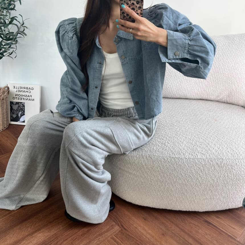 있음 선적 빅 포켓 허리밴드 넓은 다리 캐주얼 웨이 바지 여성 상세 이미지 18