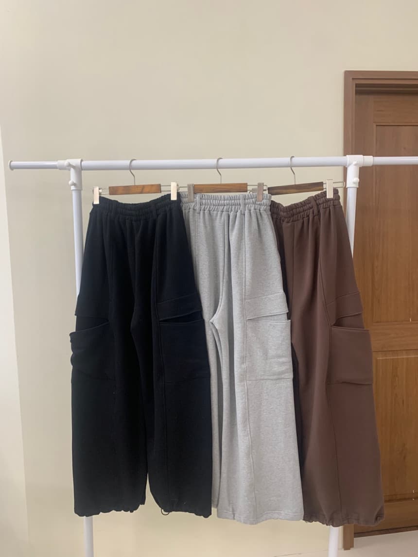 있음 선적 빅 포켓 허리밴드 넓은 다리 캐주얼 웨이 바지 여성 상세 이미지 32