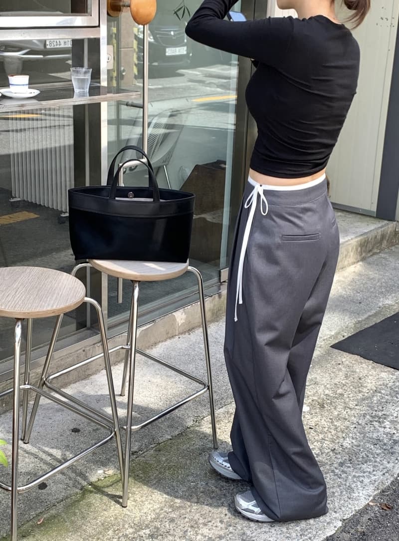 있음 선적 고급 원단 배색 패치워크 허리 머리 측면 지퍼 캐주얼 바지 상세 이미지 20