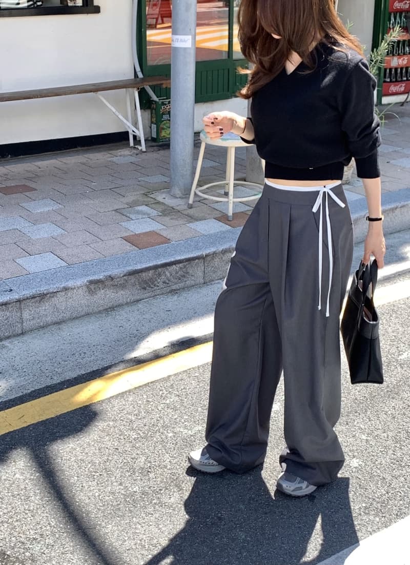 있음 선적 고급 원단 배색 패치워크 허리 머리 측면 지퍼 캐주얼 바지 상세 이미지 39