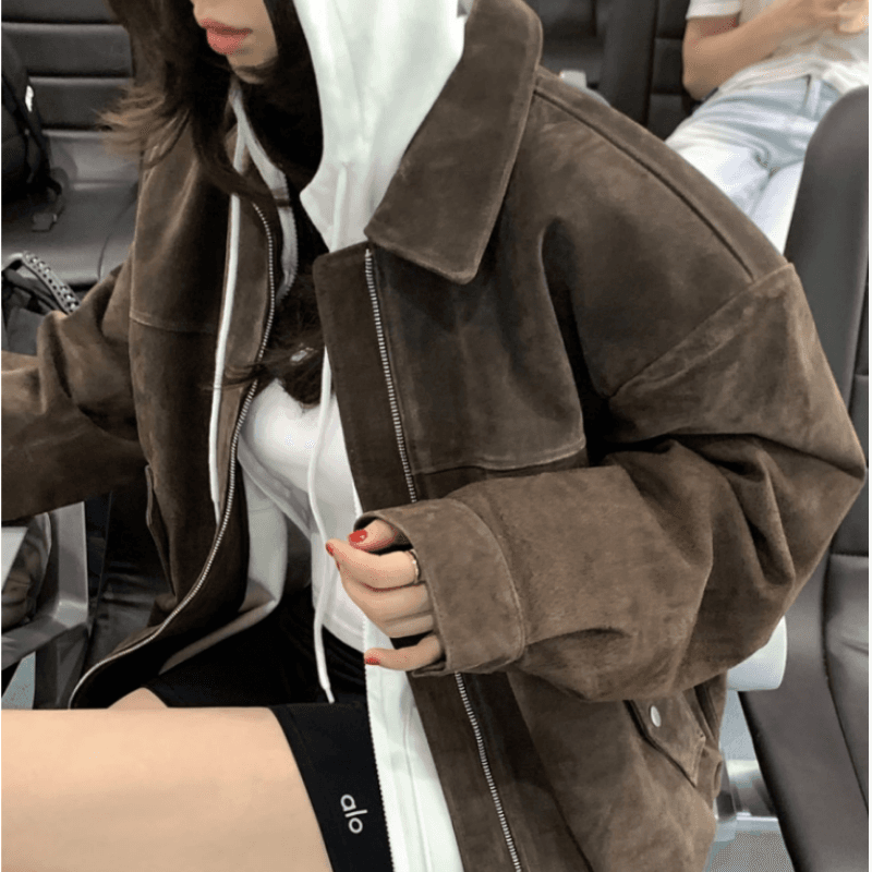 있음 선적 레트로 지퍼 폴로 칼라 밑단 허리밴드 캐주얼 다용도 재킷 맨위 이미지 5