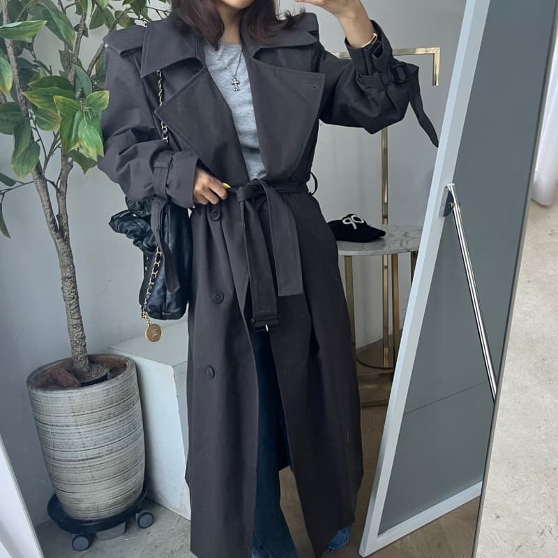 있음 선적 고급 센스 재킷 재킷 영국식 바람 이중 버튼 품격 바람막이 이미지 2