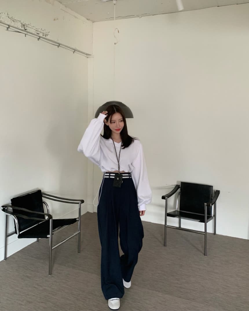 있음 선적 하이웨이스트 도루 센스 스트레이트 팬츠 작은 키 루즈핏 캐주얼 바닥 청소 정장 바지 벨트 기억 안감 상세 이미지 13