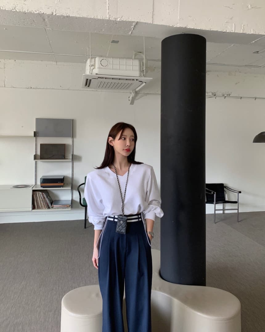 있음 선적 하이웨이스트 도루 센스 스트레이트 팬츠 작은 키 루즈핏 캐주얼 바닥 청소 정장 바지 벨트 기억 안감 상세 이미지 14
