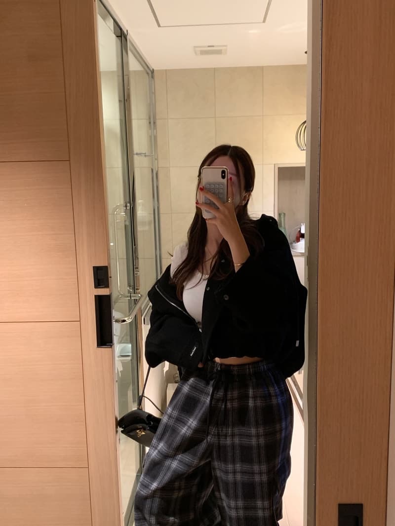 있음 선적 새로운 ins 패션 출퇴근 모직 체크무늬 허리밴드 넓은 다리 캐주얼 바지 상세 이미지 13