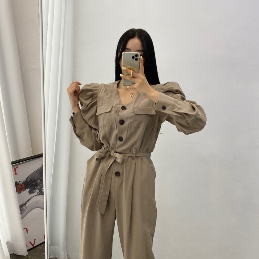 있음 선적 연령 감소 허리 수축 긴팔 올인원 캐주얼 바지 올인원 바지 상세 이미지 10