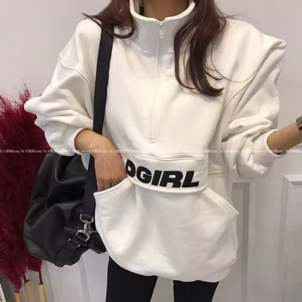 있음 선적 새로운 단색 자수 알파벳 털이 있는 후드티 상세 이미지 1