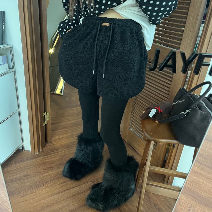 있음 선적 다용도 여성 겨울 양털 플리스 반바지 상세 이미지 2