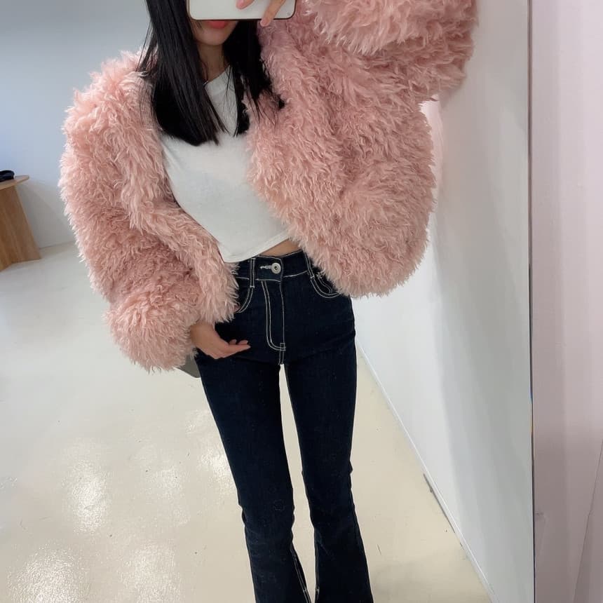 있음 선적 인공 환경 보호 모피 푹신한 털이 많은 모피 재킷 여성 겨울 솜을 넣은 상세 이미지 2