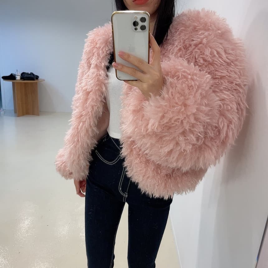 있음 선적 인공 환경 보호 모피 푹신한 털이 많은 모피 재킷 여성 겨울 솜을 넣은 상세 이미지 10