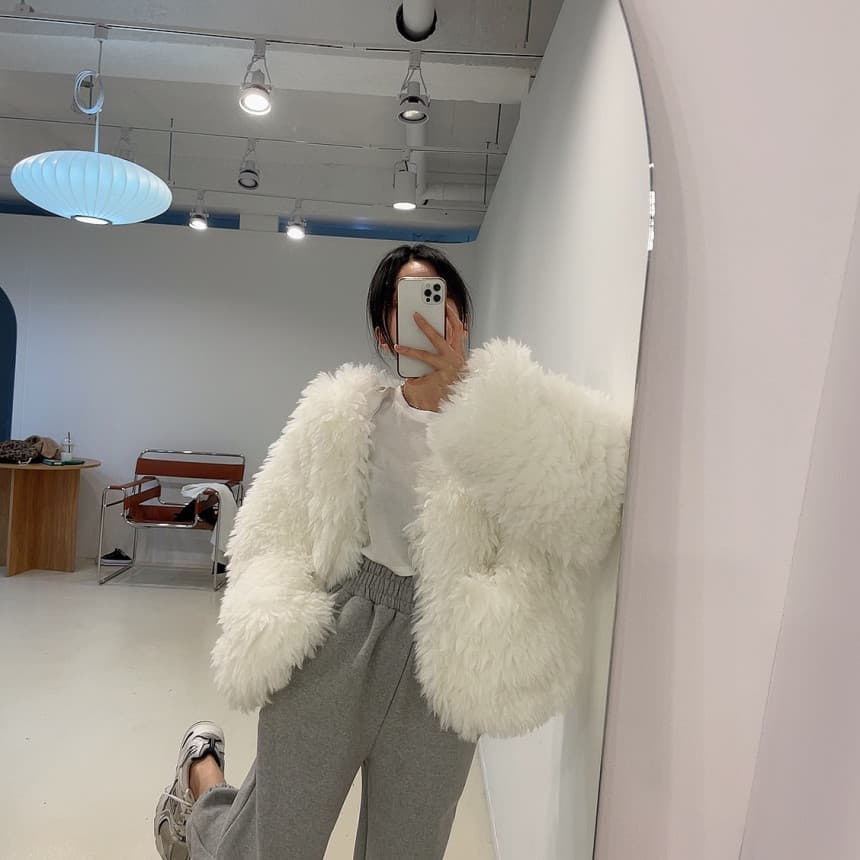 있음 선적 인공 환경 보호 모피 푹신한 털이 많은 모피 재킷 여성 겨울 솜을 넣은 상세 이미지 32