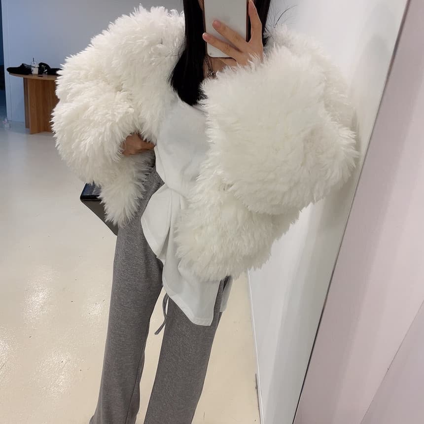 있음 선적 인공 환경 보호 모피 푹신한 털이 많은 모피 재킷 여성 겨울 솜을 넣은 상세 이미지 47