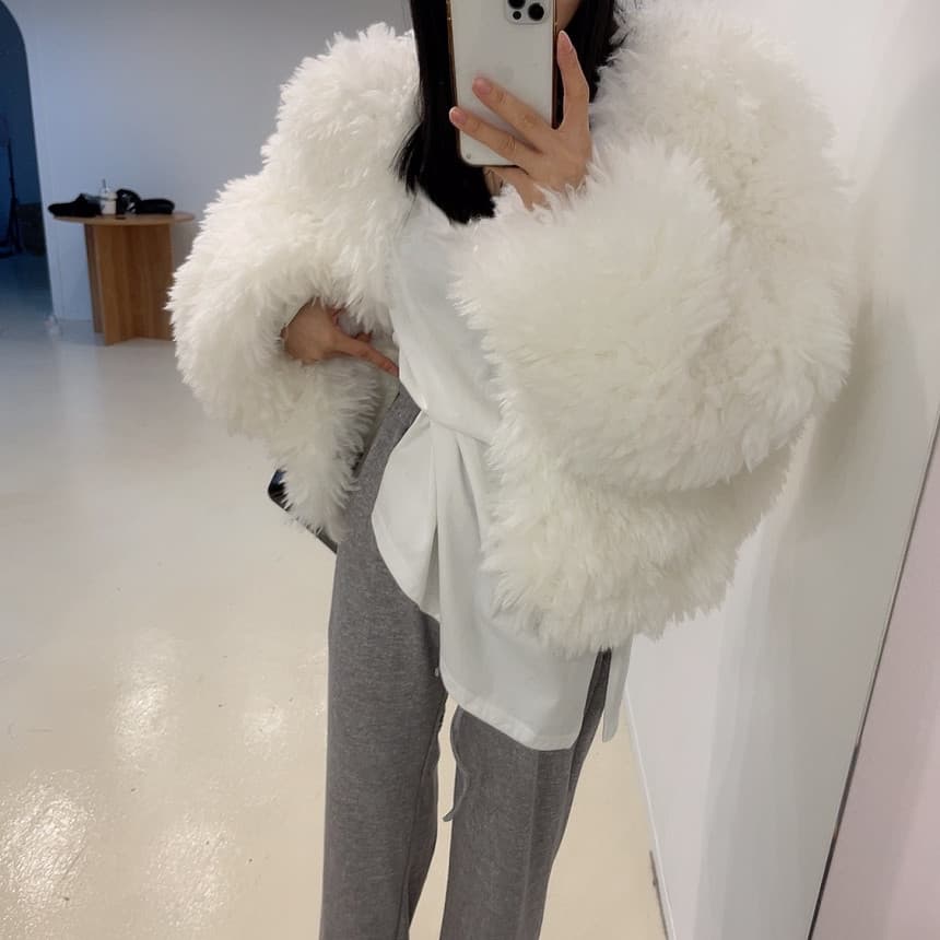 있음 선적 인공 환경 보호 모피 푹신한 털이 많은 모피 재킷 여성 겨울 솜을 넣은 상세 이미지 48