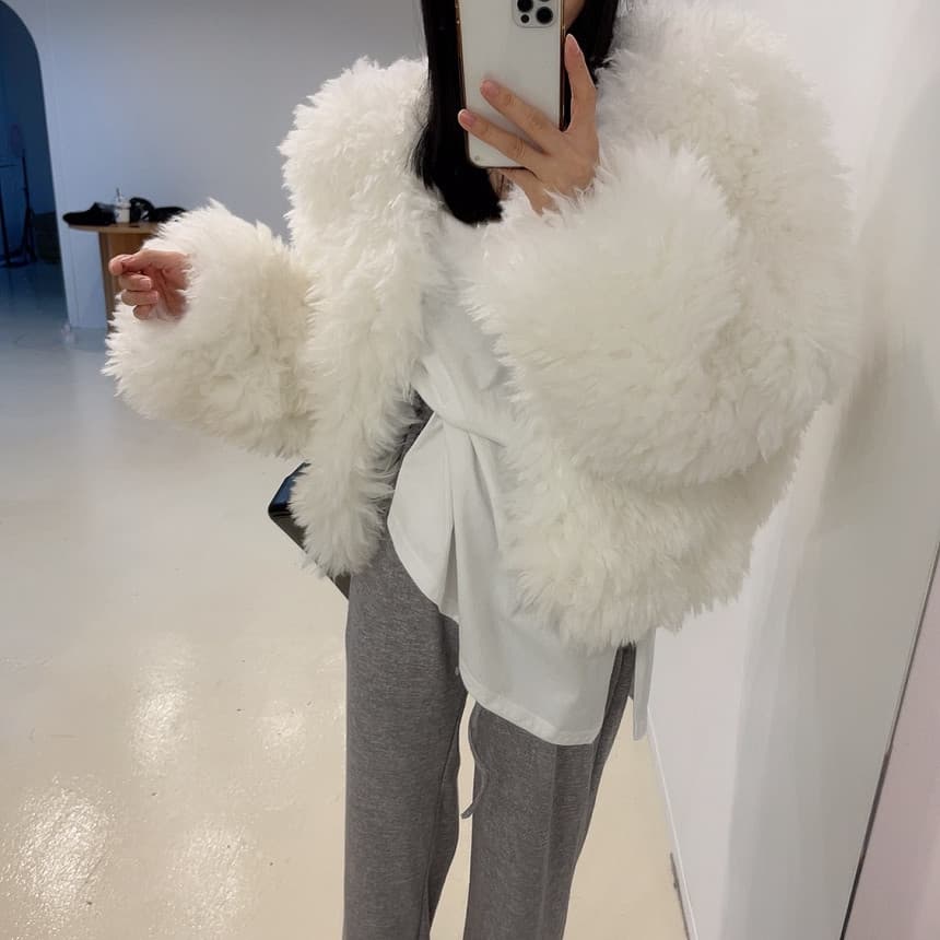 있음 선적 인공 환경 보호 모피 푹신한 털이 많은 모피 재킷 여성 겨울 솜을 넣은 상세 이미지 49