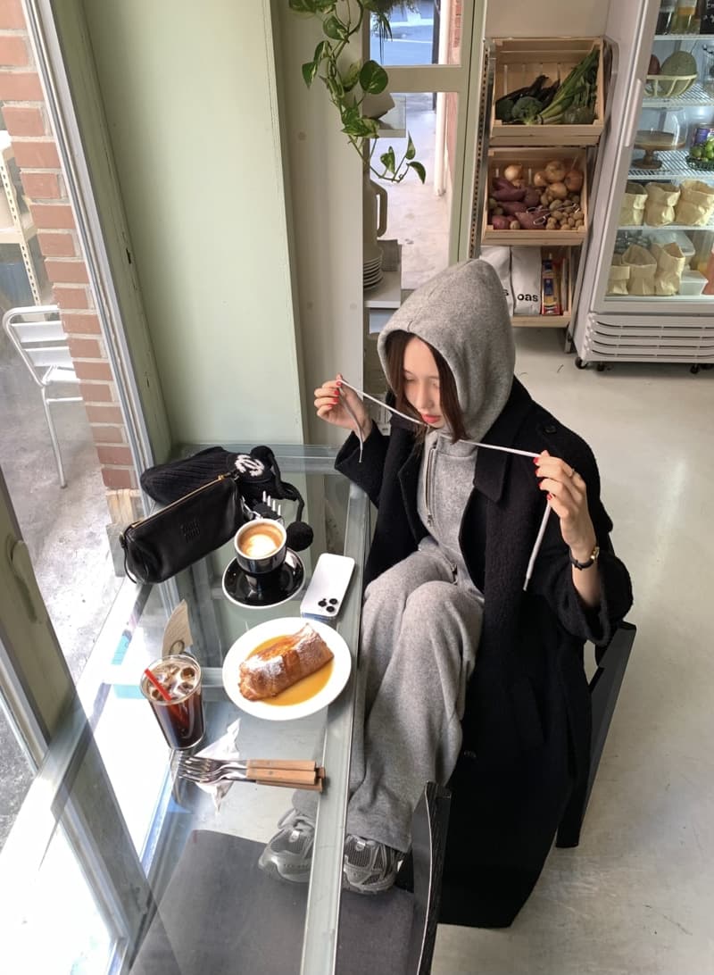 있음 선적 작은 대중 다용도 후드 더블 지퍼 디자인 센스 루즈핏 긴팔 후드티 바지 투피스 세트 상세 이미지 13